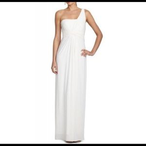 Off-White / ivory, one shoulder, floorlength dress